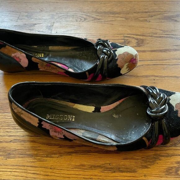 Missoni Floral Velour Slip On Ballet Flats Shoes Made Italy Women US 6 EU 36.5 - Picture 2 of 6